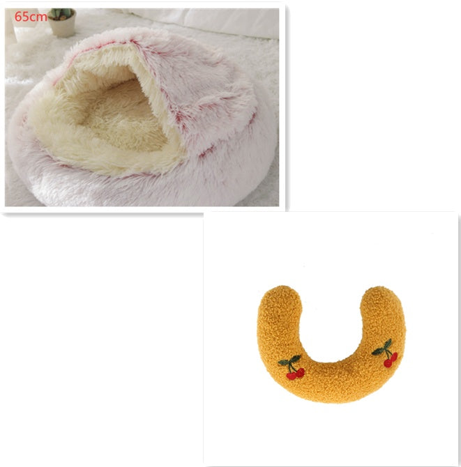 2-in-1 Round Plush Winter Bed for Pet