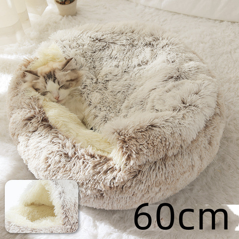 2-in-1 Round Plush Winter Bed for Pet
