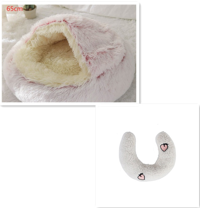 2-in-1 Round Plush Winter Bed for Pet