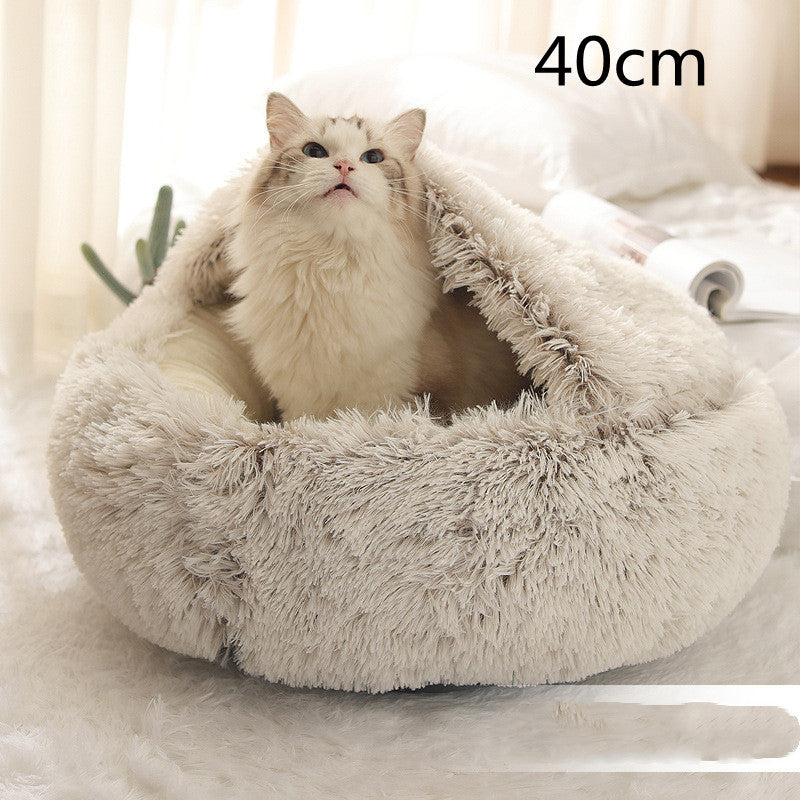 2-in-1 Round Plush Winter Bed for Pet