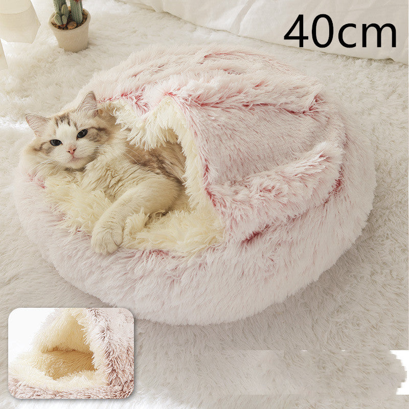 2-in-1 Round Plush Winter Bed for Pet