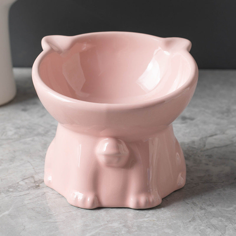 Cute Black Ceramic Elevated Drinking Bowl for Pet