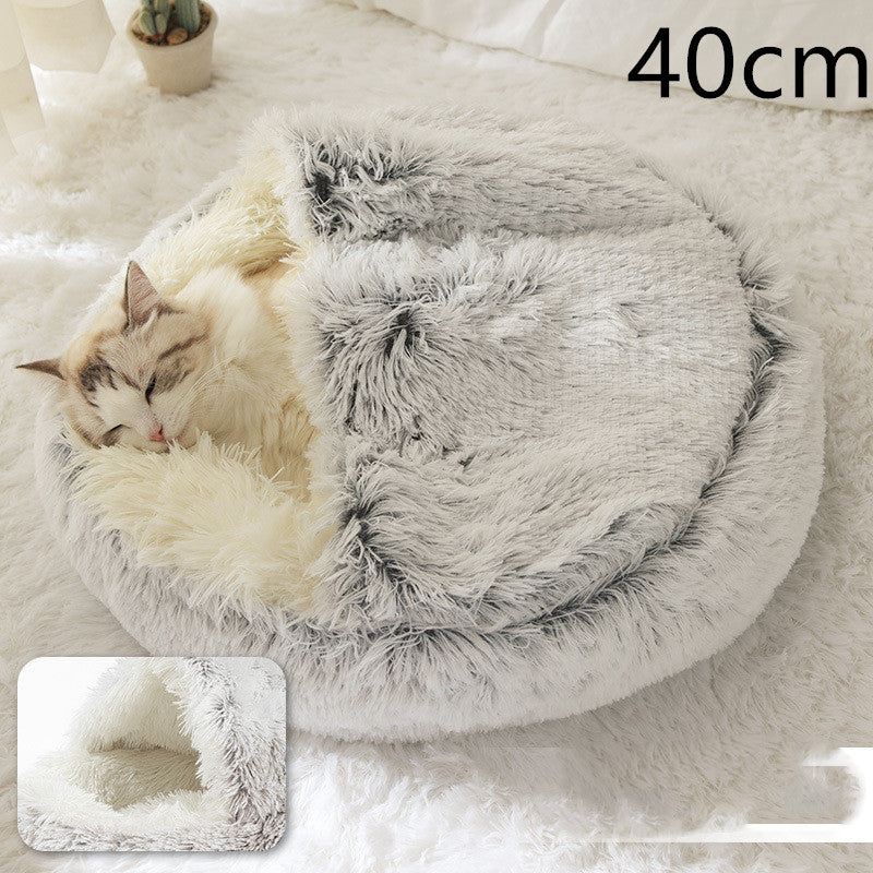 2-in-1 Round Plush Winter Bed for Pet