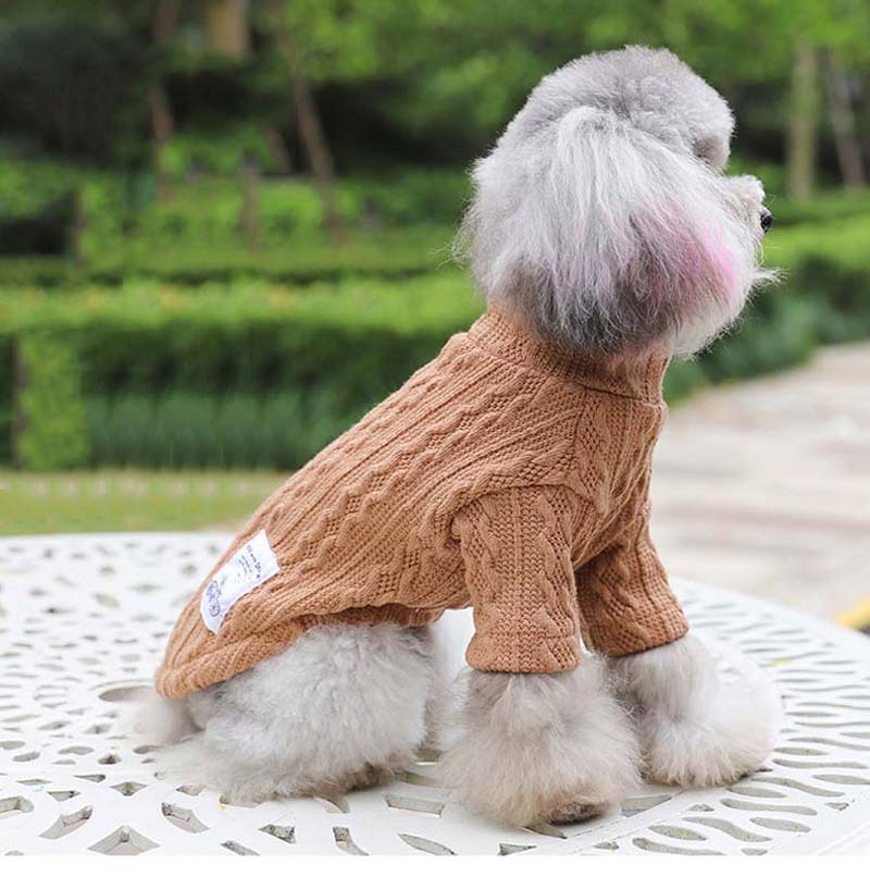 Pure Color Knitted Autumn And Winter Sweater For Pets