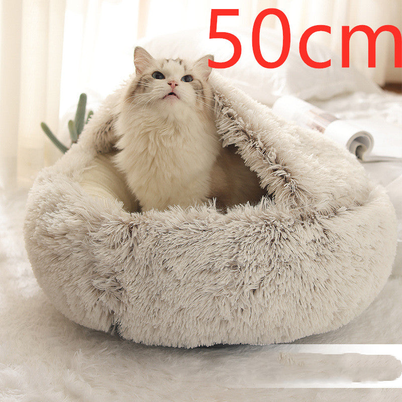 2-in-1 Round Plush Winter Bed for Pet