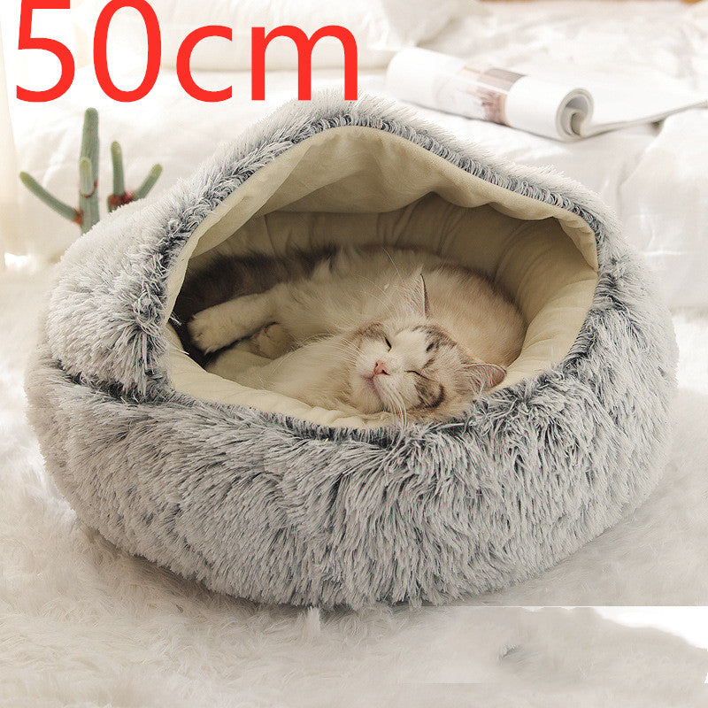 2-in-1 Round Plush Winter Bed for Pet
