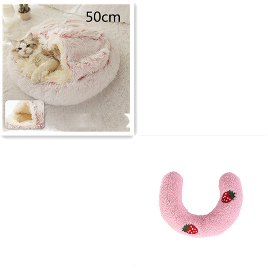 2-in-1 Round Plush Winter Bed for Pet