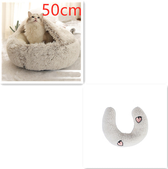 2-in-1 Round Plush Winter Bed for Pet