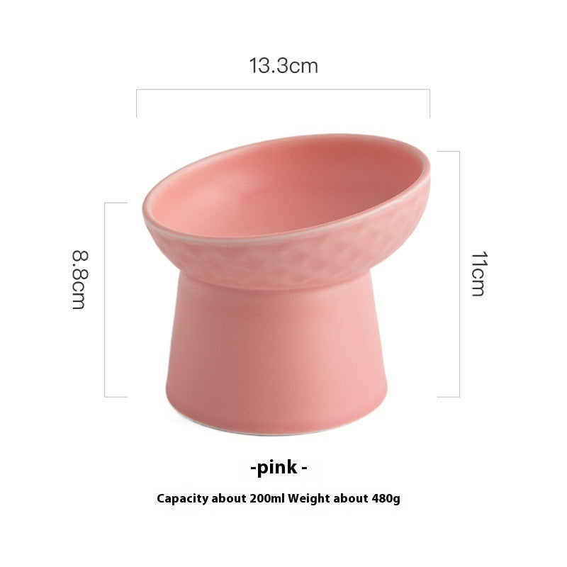 Oblique Rim Elevated Candy Color Bowl for Pet