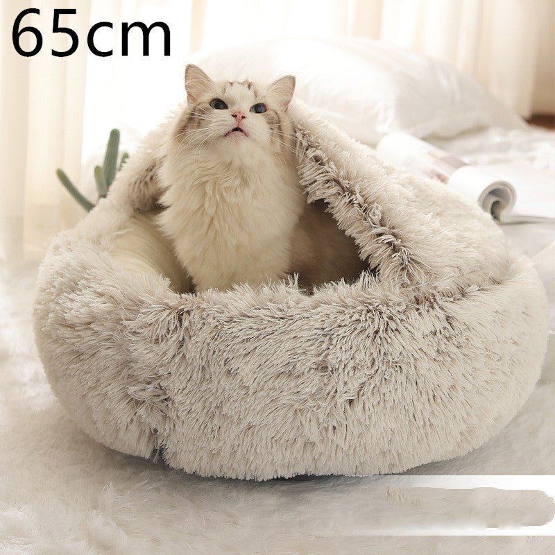 2-in-1 Round Plush Winter Bed for Pet