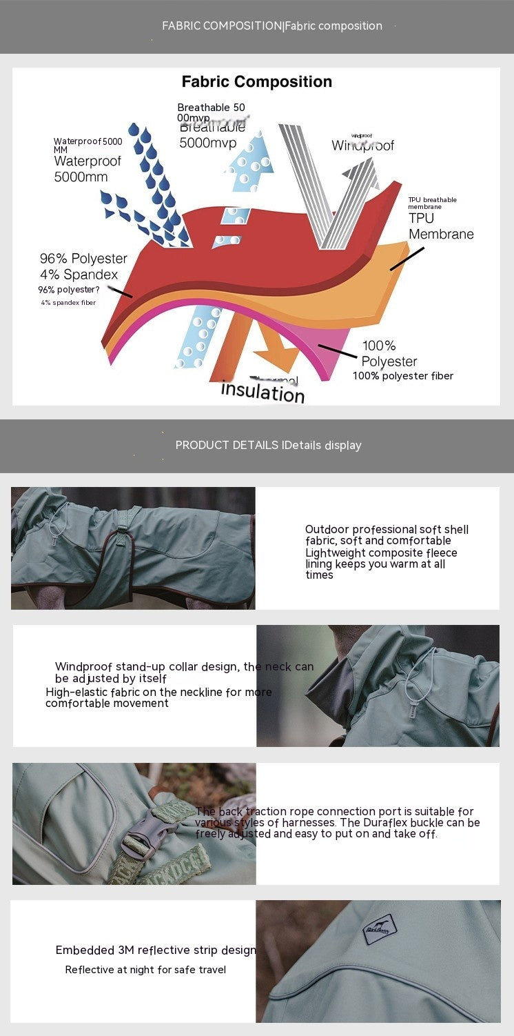 Outdoor Soft Shell Waterproof Windproof Jacket For Pets