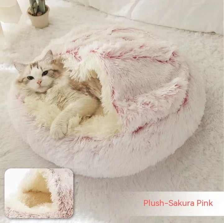 2-in-1 Round Plush Winter Bed for Pet