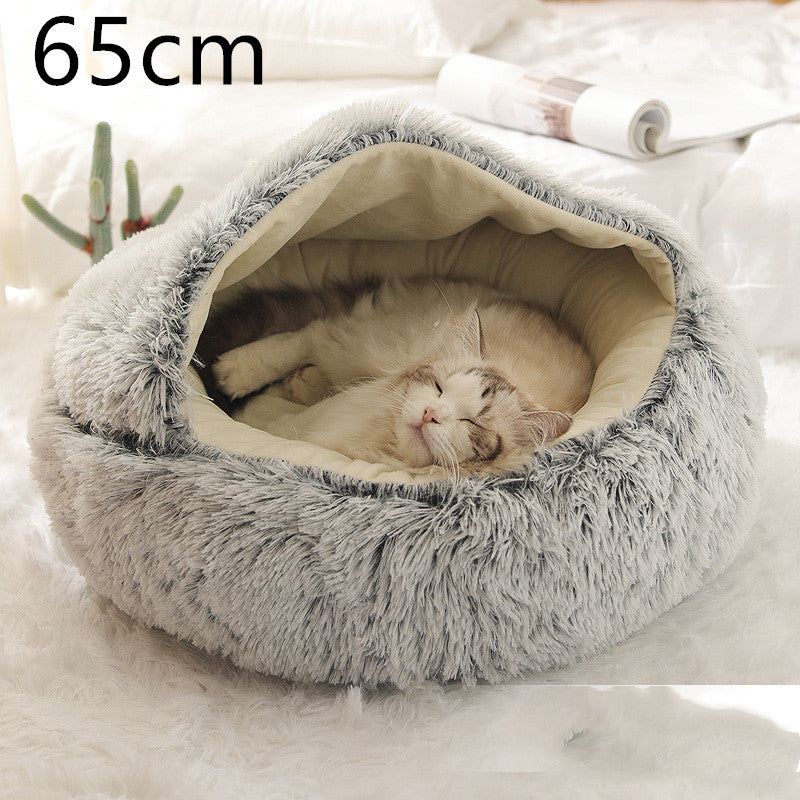 2-in-1 Round Plush Winter Bed for Pet