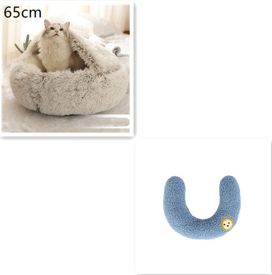 2-in-1 Round Plush Winter Bed for Pet