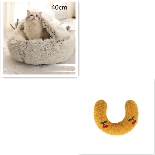 2-in-1 Round Plush Winter Bed for Pet