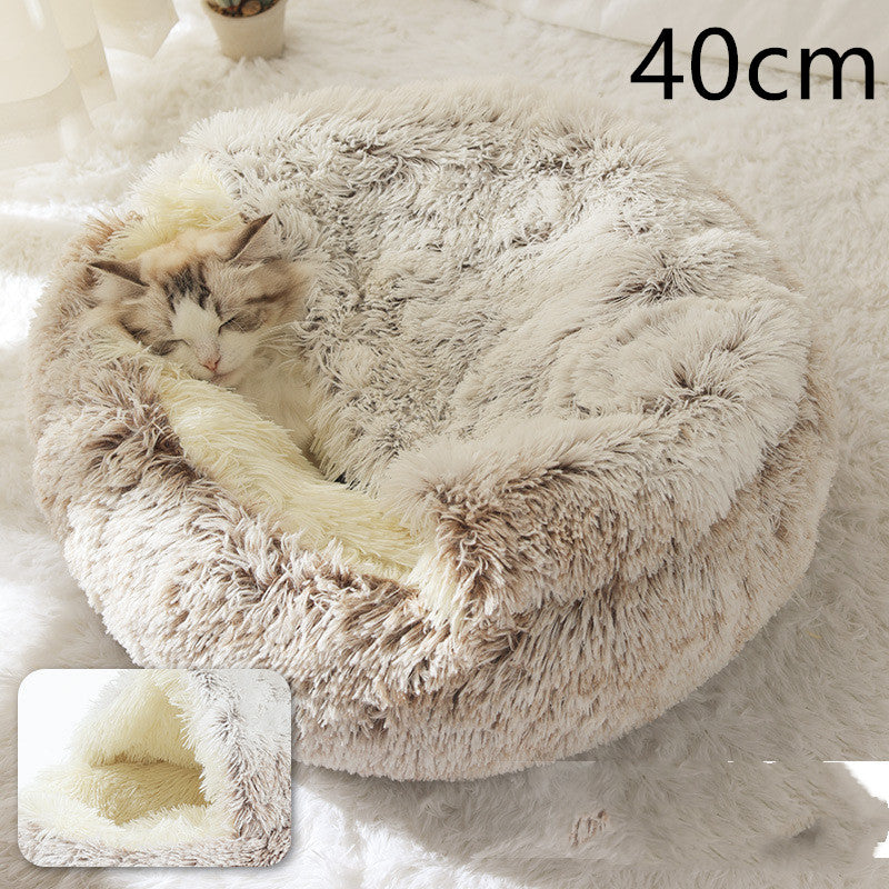 2-in-1 Round Plush Winter Bed for Pet