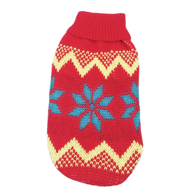 Christmas Maple Snowflake Turtleneck Knitted Sweater For Pets
