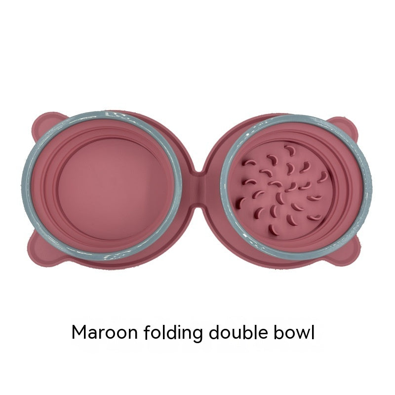Portable Silicone Double Feeding Bowls for Pet