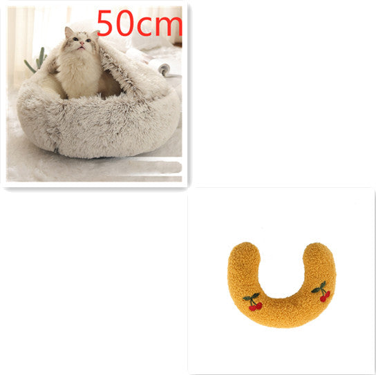 2-in-1 Round Plush Winter Bed for Pet