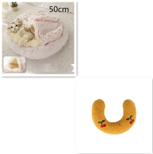 2-in-1 Round Plush Winter Bed for Pet