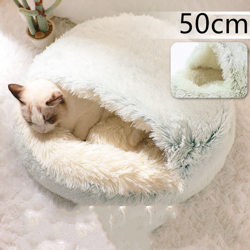 2-in-1 Round Plush Winter Bed for Pet