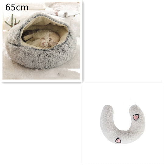 2-in-1 Round Plush Winter Bed for Pet