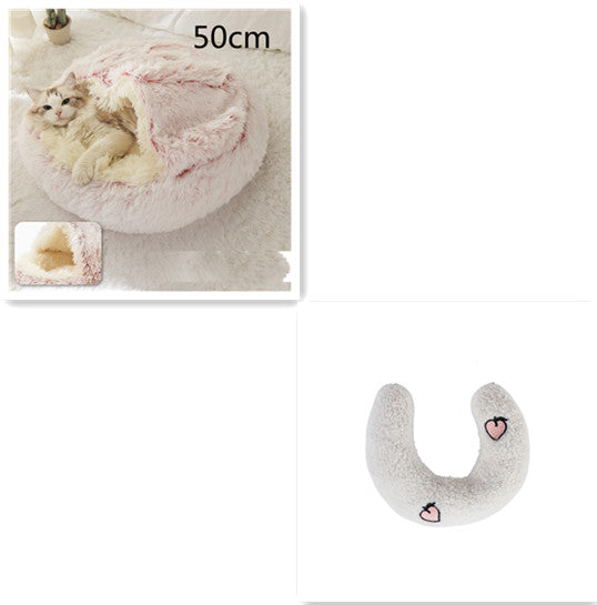 2-in-1 Round Plush Winter Bed for Pet