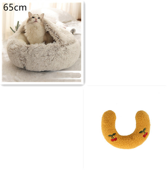 2-in-1 Round Plush Winter Bed for Pet