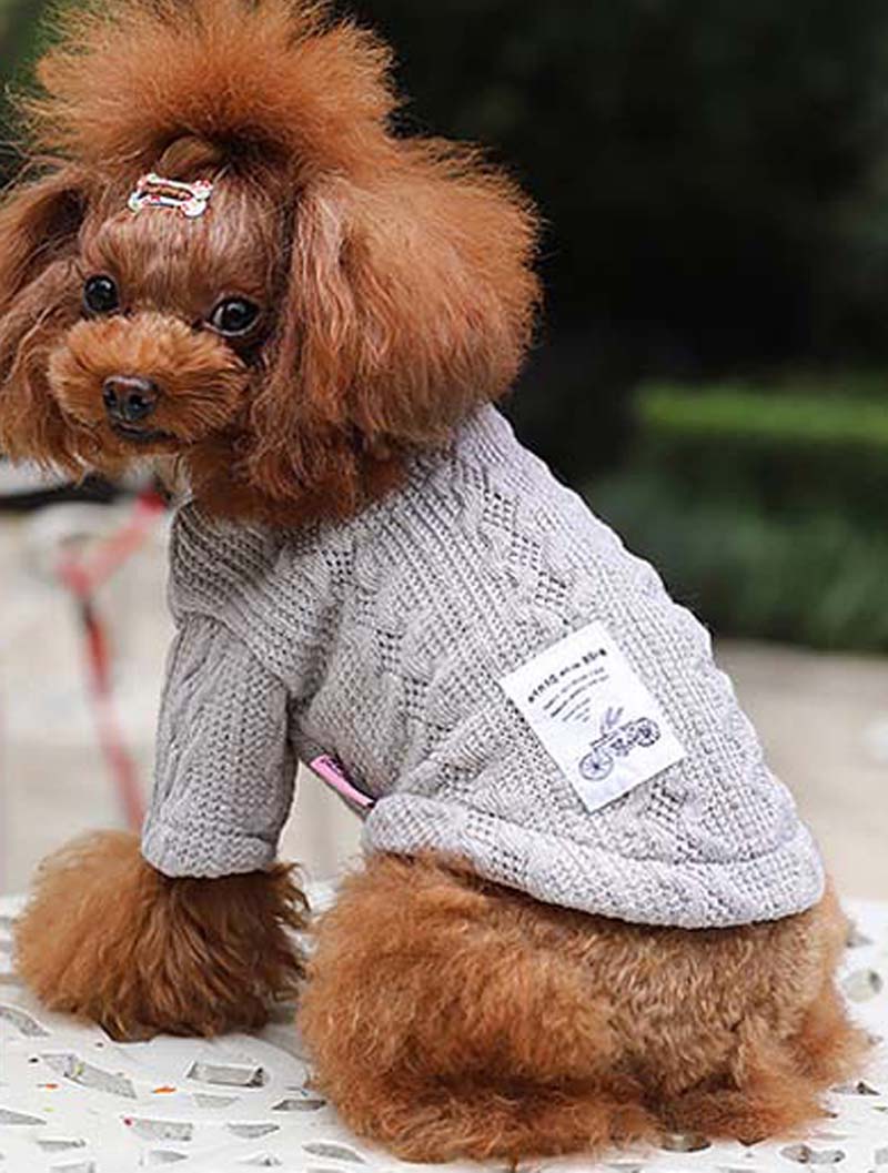 Pure Color Knitted Autumn And Winter Sweater For Pets