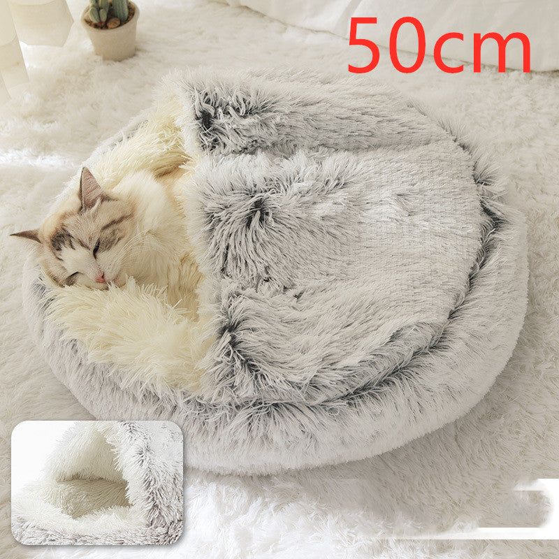 2-in-1 Round Plush Winter Bed for Pet