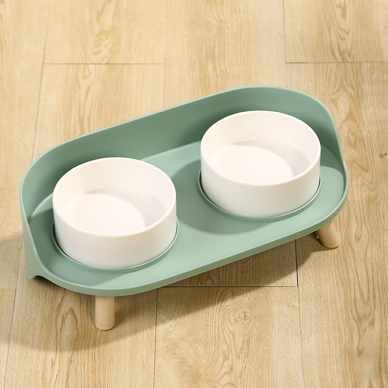 Tilted Double Feeding Bowls for Pet with Neck Protection