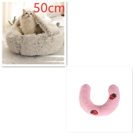 2-in-1 Round Plush Winter Bed for Pet