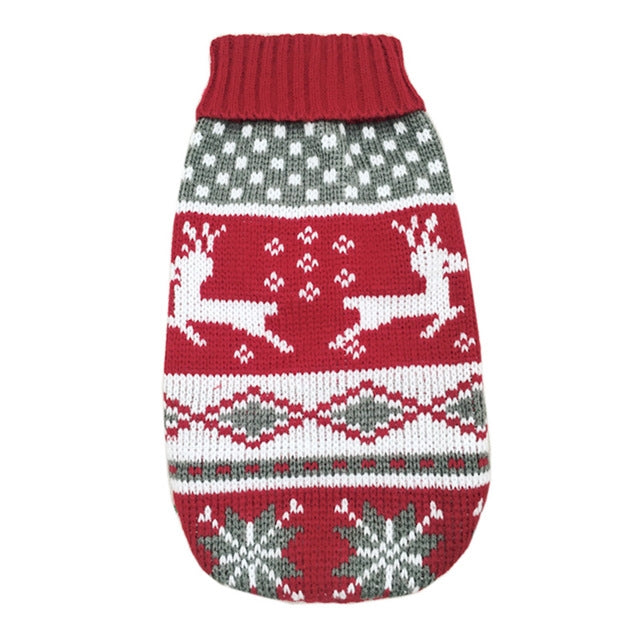 Christmas Maple Snowflake Turtleneck Knitted Sweater For Pets