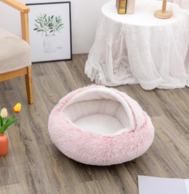 2-in-1 Round Plush Winter Bed for Pet