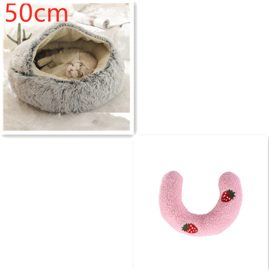2-in-1 Round Plush Winter Bed for Pet