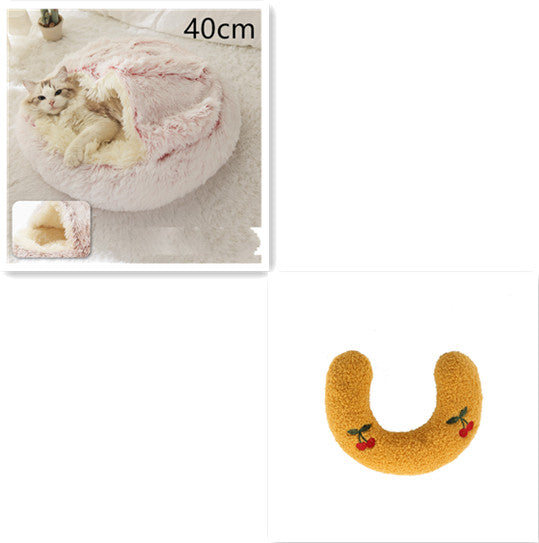 2-in-1 Round Plush Winter Bed for Pet
