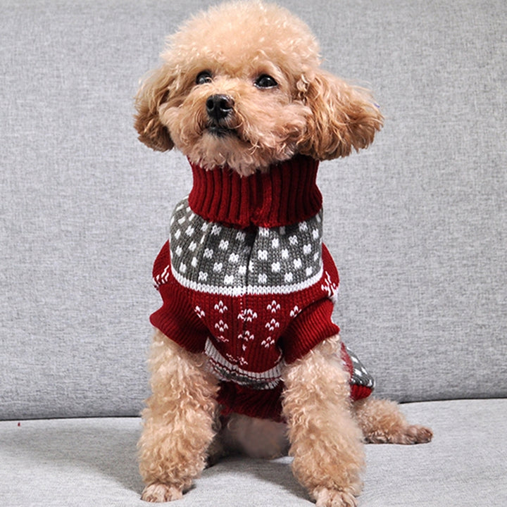 Christmas Maple Snowflake Turtleneck Knitted Sweater For Pets