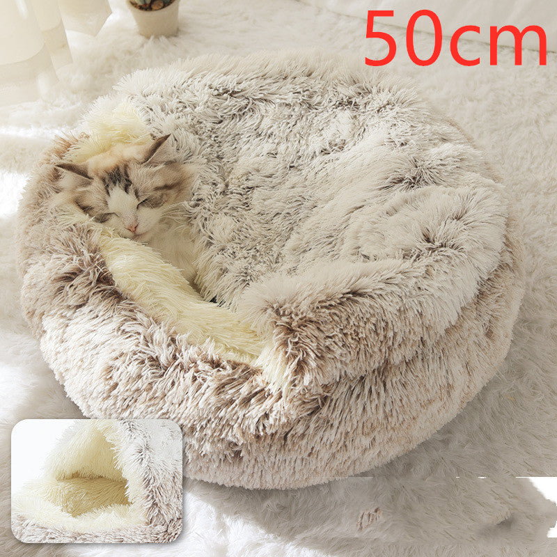 2-in-1 Round Plush Winter Bed for Pet