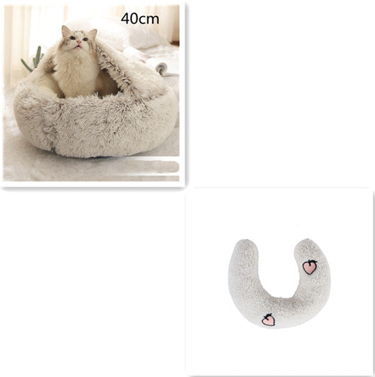 2-in-1 Round Plush Winter Bed for Pet