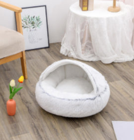 2-in-1 Round Plush Winter Bed for Pet