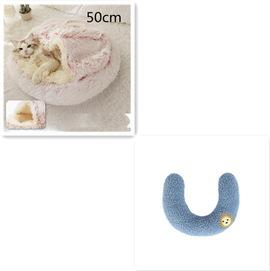 2-in-1 Round Plush Winter Bed for Pet