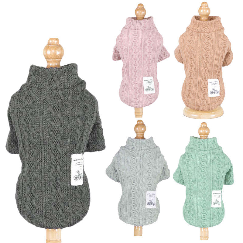 Pure Color Knitted Autumn And Winter Sweater For Pets