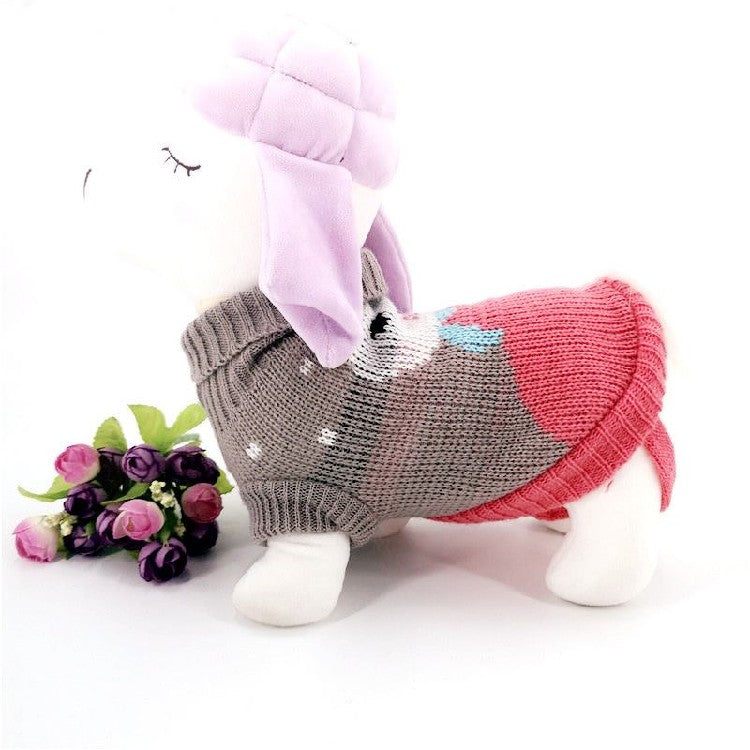 Christmas Maple Snowflake Turtleneck Knitted Sweater For Pets