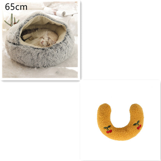 2-in-1 Round Plush Winter Bed for Pet