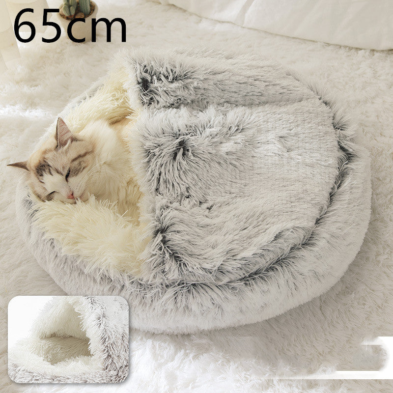 2-in-1 Round Plush Winter Bed for Pet