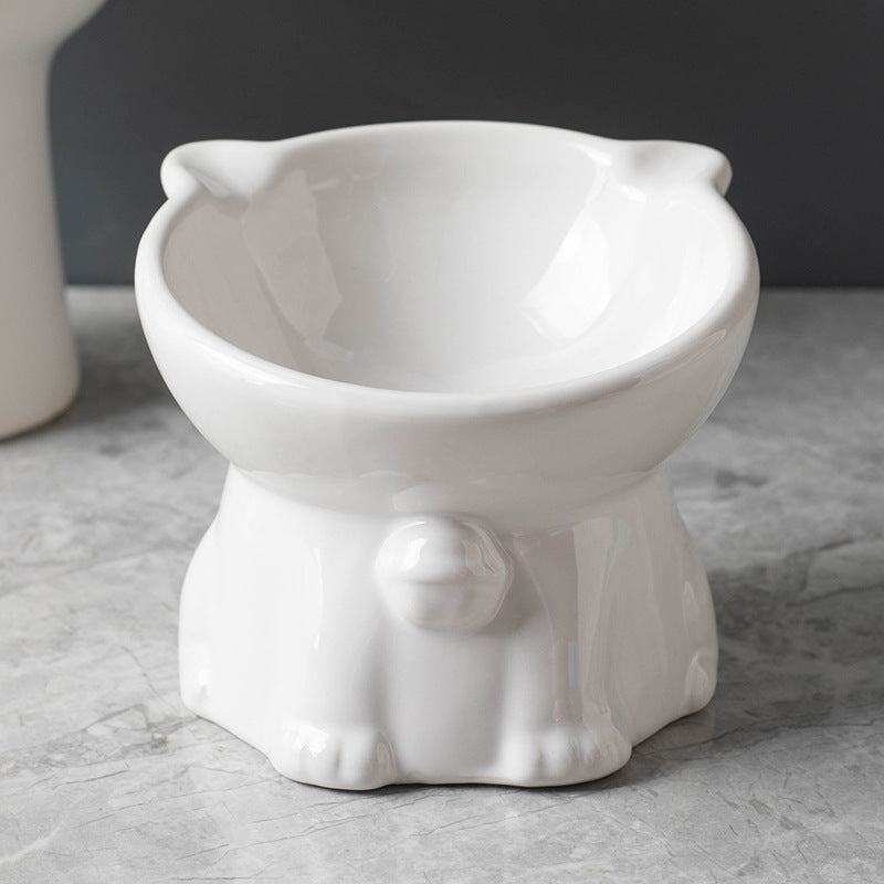 Cute Black Ceramic Elevated Drinking Bowl for Pet