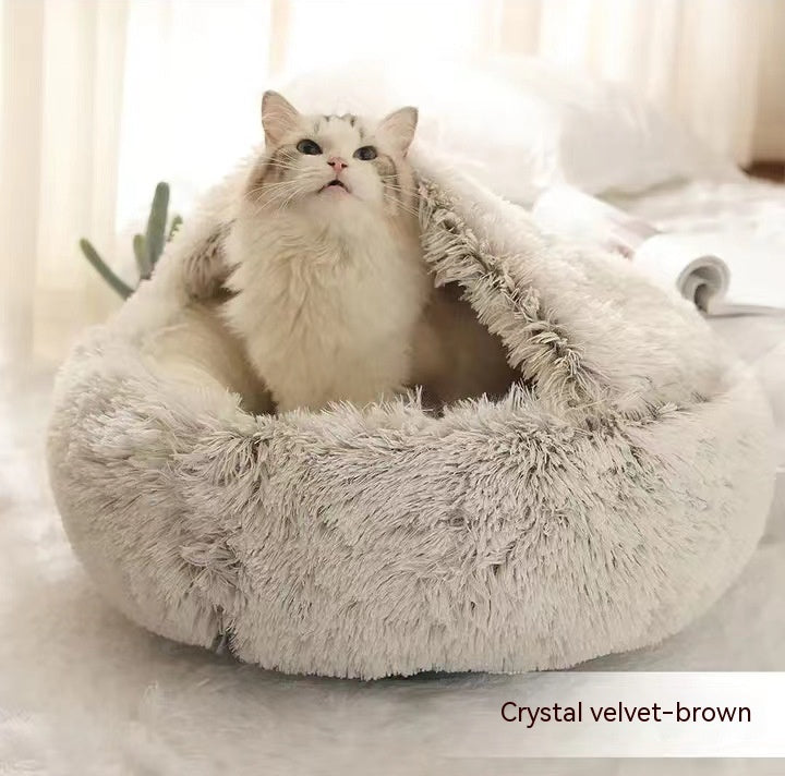2-in-1 Round Plush Winter Bed for Pet