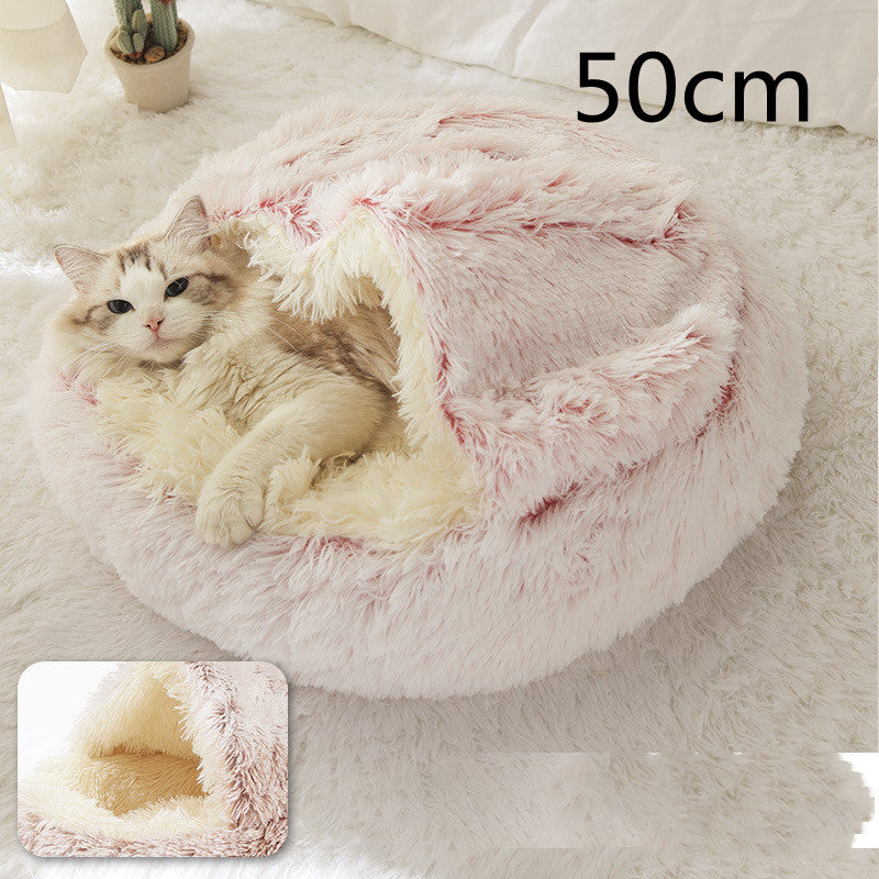 2-in-1 Round Plush Winter Bed for Pet