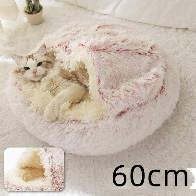 2-in-1 Round Plush Winter Bed for Pet