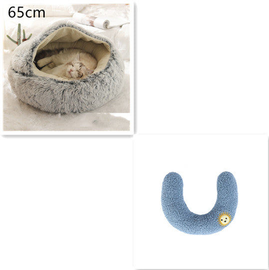 2-in-1 Round Plush Winter Bed for Pet
